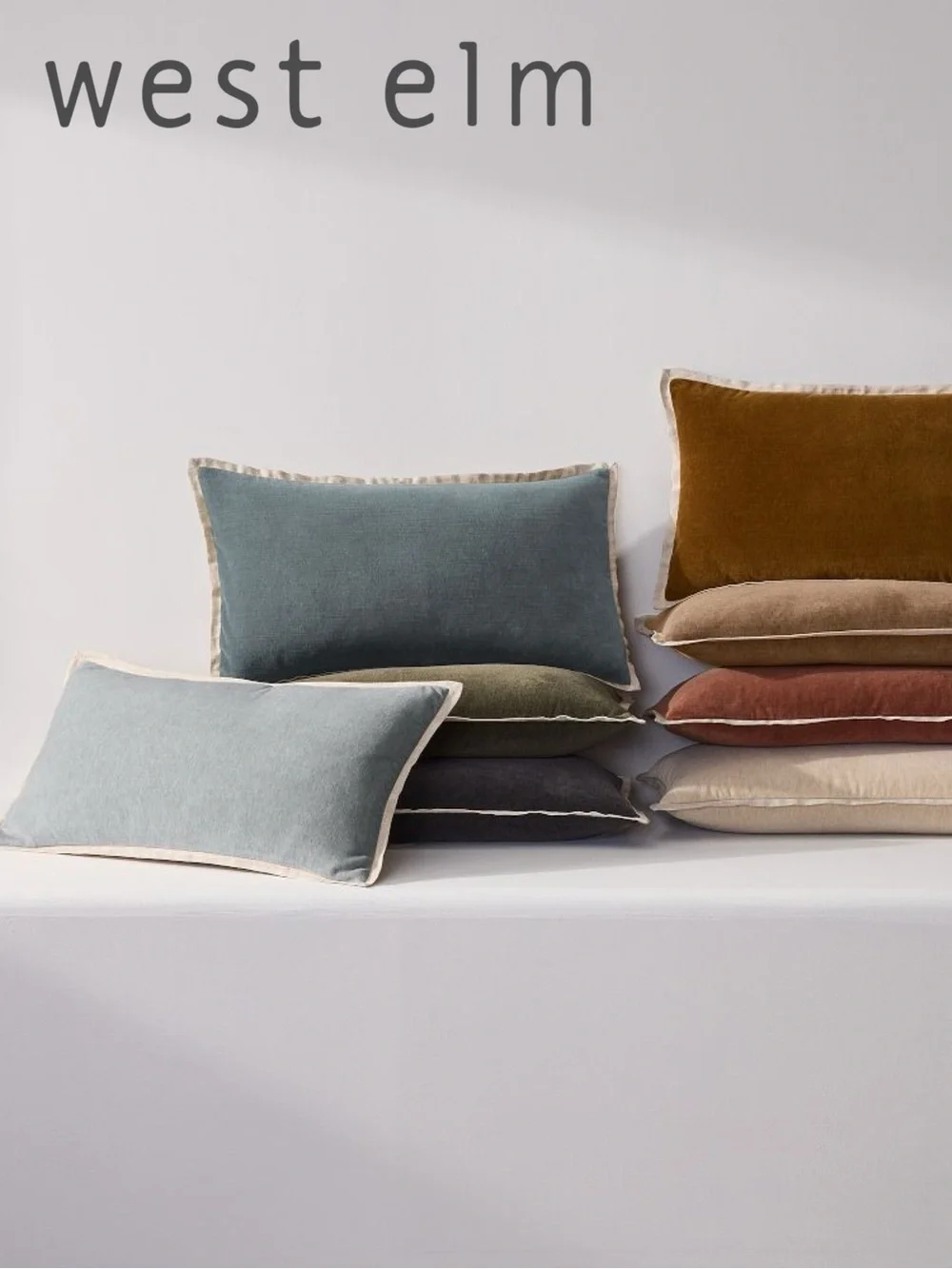 West Elm Classic Cotton Velvet Pillow Cover in Ocean